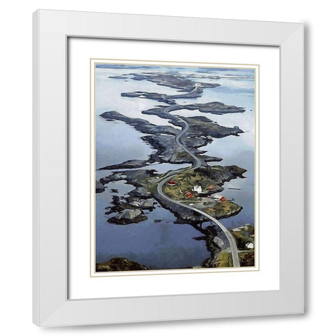 Great Street in Norway White Modern Wood Framed Art Print with Double Matting by Medeiros, Celito