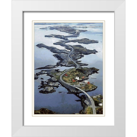 Great Street in Norway White Modern Wood Framed Art Print with Double Matting by Medeiros, Celito