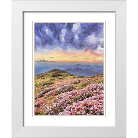 Flovers in the Mountains I White Modern Wood Framed Art Print with Double Matting by Medeiros, Celito