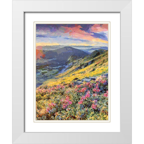 Flovers in the Mountains II White Modern Wood Framed Art Print with Double Matting by Medeiros, Celito