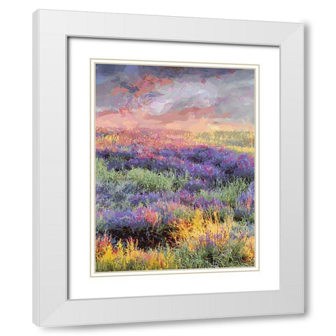 Lavender Field III White Modern Wood Framed Art Print with Double Matting by Medeiros, Celito