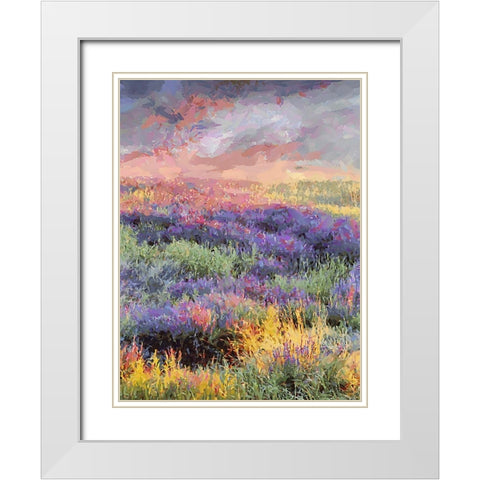 Lavender Field III White Modern Wood Framed Art Print with Double Matting by Medeiros, Celito