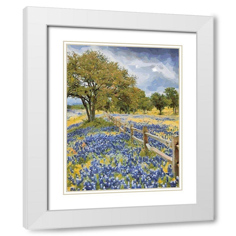 Lavender Field IV White Modern Wood Framed Art Print with Double Matting by Medeiros, Celito