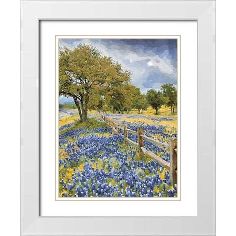 Lavender Field IV White Modern Wood Framed Art Print with Double Matting by Medeiros, Celito