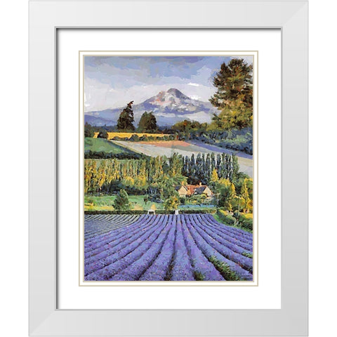 Lavender Field V White Modern Wood Framed Art Print with Double Matting by Medeiros, Celito