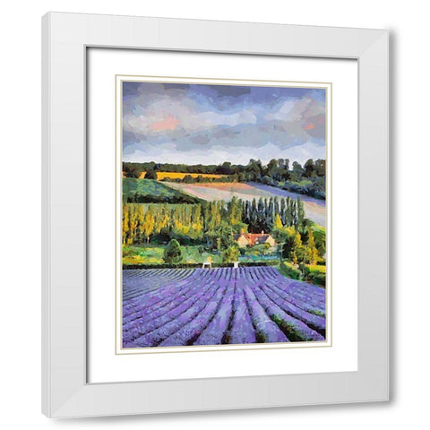 Lavender Field VI White Modern Wood Framed Art Print with Double Matting by Medeiros, Celito