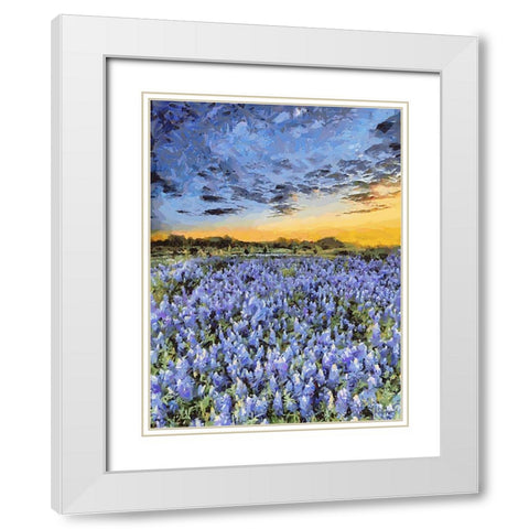 Purple Flowers White Modern Wood Framed Art Print with Double Matting by Medeiros, Celito