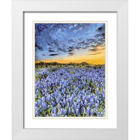 Purple Flowers White Modern Wood Framed Art Print with Double Matting by Medeiros, Celito