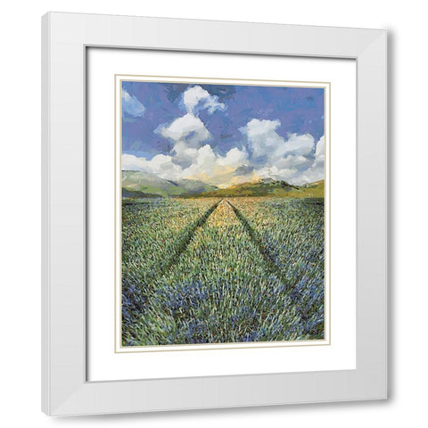 Sunset over Flowers I White Modern Wood Framed Art Print with Double Matting by Medeiros, Celito