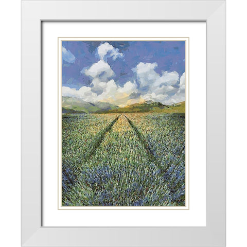 Sunset over Flowers I White Modern Wood Framed Art Print with Double Matting by Medeiros, Celito