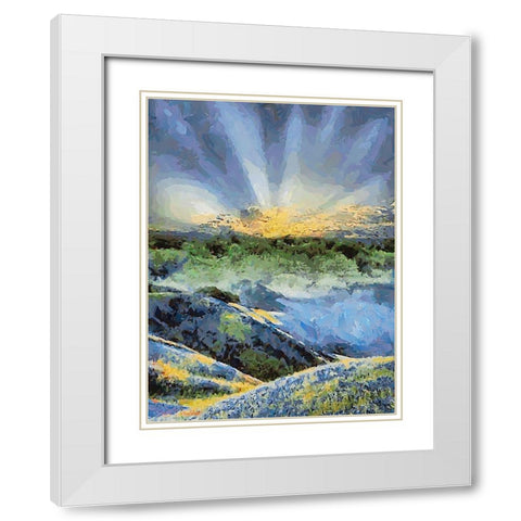 Sunset over Flowers III White Modern Wood Framed Art Print with Double Matting by Medeiros, Celito