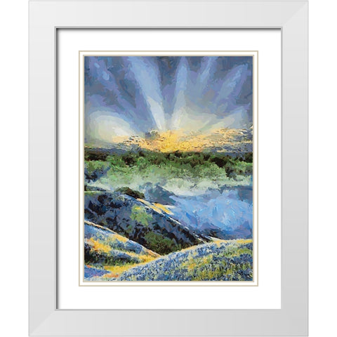 Sunset over Flowers III White Modern Wood Framed Art Print with Double Matting by Medeiros, Celito