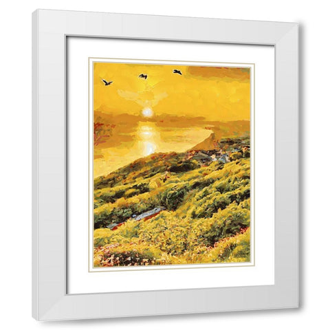 Romantic Sunset II White Modern Wood Framed Art Print with Double Matting by Medeiros, Celito