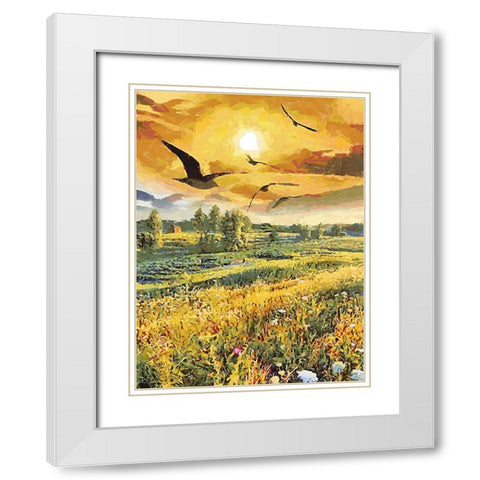 Romantic Sunset III White Modern Wood Framed Art Print with Double Matting by Medeiros, Celito