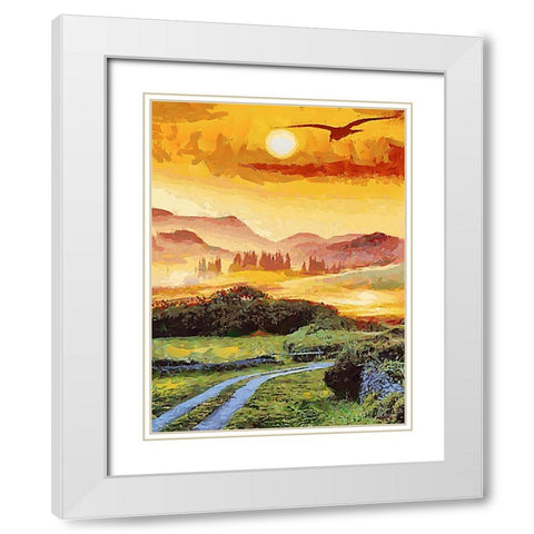 Romantic Sunset IV White Modern Wood Framed Art Print with Double Matting by Medeiros, Celito