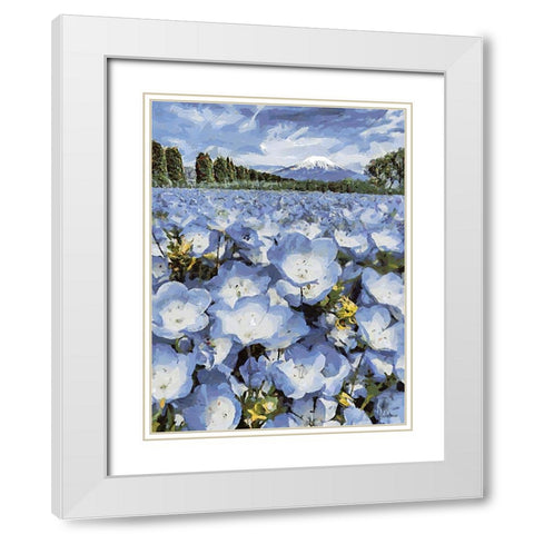 Field with Purple Flowers I White Modern Wood Framed Art Print with Double Matting by Medeiros, Celito