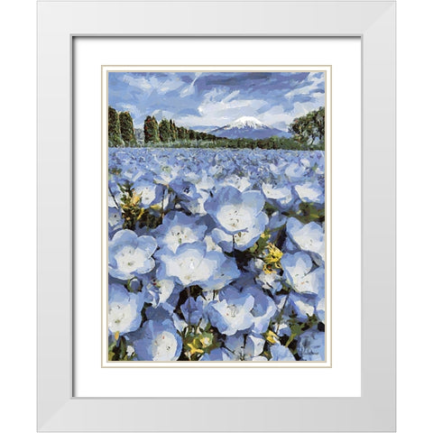 Field with Purple Flowers I White Modern Wood Framed Art Print with Double Matting by Medeiros, Celito