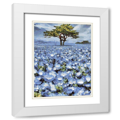 Field with Purple Flowers II White Modern Wood Framed Art Print with Double Matting by Medeiros, Celito