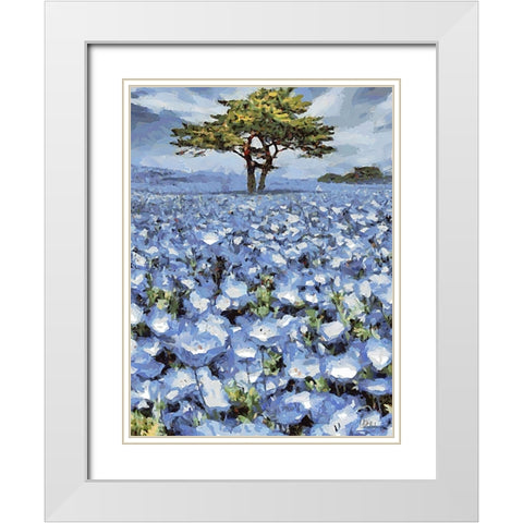 Field with Purple Flowers II White Modern Wood Framed Art Print with Double Matting by Medeiros, Celito