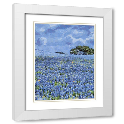 Field with Purple Flowers III White Modern Wood Framed Art Print with Double Matting by Medeiros, Celito