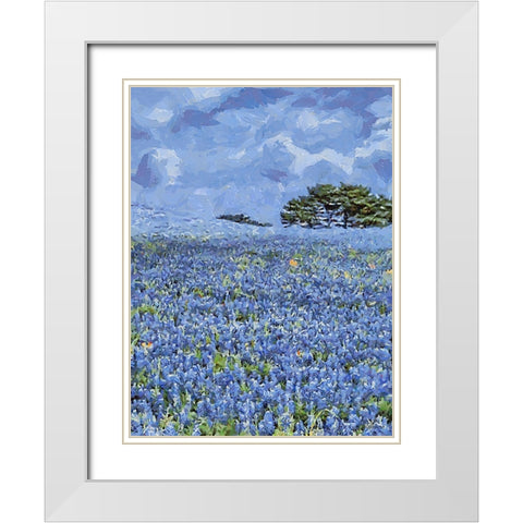 Field with Purple Flowers III White Modern Wood Framed Art Print with Double Matting by Medeiros, Celito