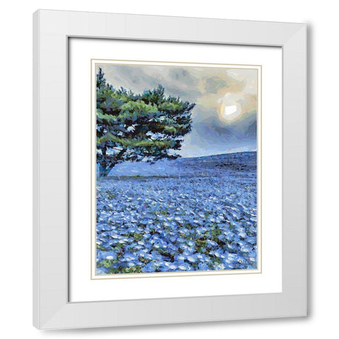 Field with Purple Flowers IV White Modern Wood Framed Art Print with Double Matting by Medeiros, Celito