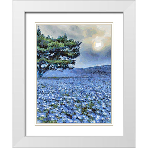 Field with Purple Flowers IV White Modern Wood Framed Art Print with Double Matting by Medeiros, Celito