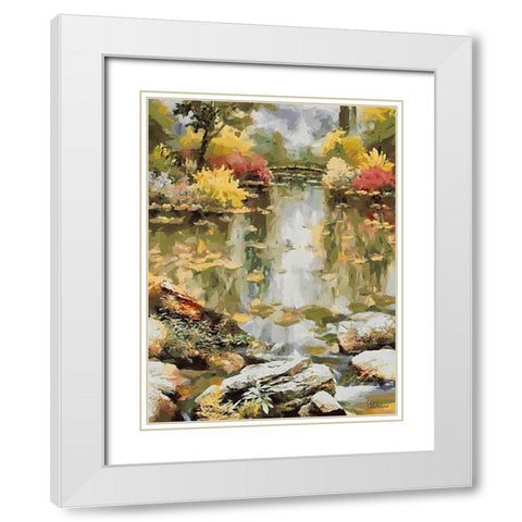 Landscapes in Monet Style XI White Modern Wood Framed Art Print with Double Matting by Medeiros, Celito