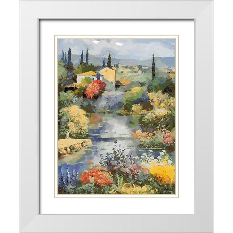 Landscapes in Monet Style XII White Modern Wood Framed Art Print with Double Matting by Medeiros, Celito
