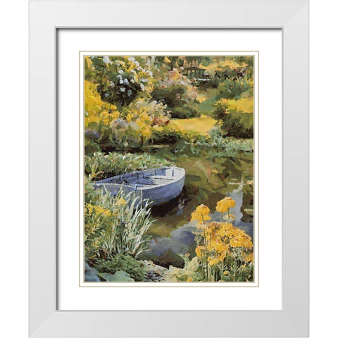 Landscapes in Monet Style XVI White Modern Wood Framed Art Print with Double Matting by Medeiros, Celito