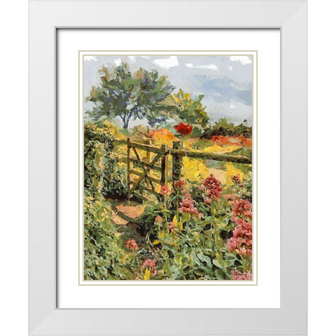 Landscapes in Monet Style XVII White Modern Wood Framed Art Print with Double Matting by Medeiros, Celito