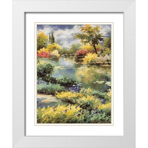 Landscapes in Monet Style XIX White Modern Wood Framed Art Print with Double Matting by Medeiros, Celito