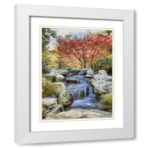 Landscapes in Monet Style XXIII White Modern Wood Framed Art Print with Double Matting by Medeiros, Celito