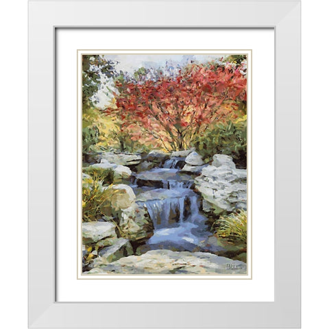 Landscapes in Monet Style XXIII White Modern Wood Framed Art Print with Double Matting by Medeiros, Celito