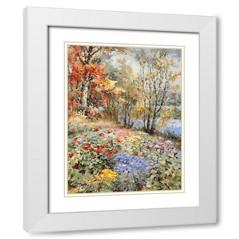 Landscapes in Monet Style XXV White Modern Wood Framed Art Print with Double Matting by Medeiros, Celito