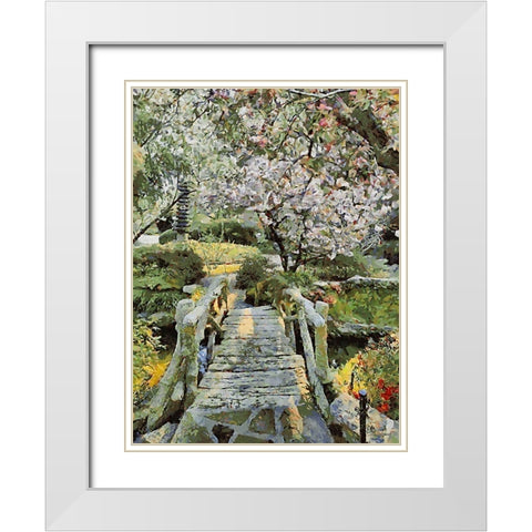 Landscapes in Monet Style XXVII White Modern Wood Framed Art Print with Double Matting by Medeiros, Celito