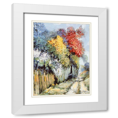 Landscapes in Monet Style XXVIII White Modern Wood Framed Art Print with Double Matting by Medeiros, Celito