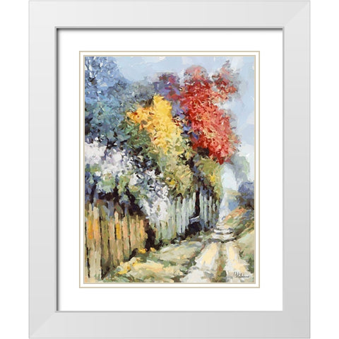 Landscapes in Monet Style XXVIII White Modern Wood Framed Art Print with Double Matting by Medeiros, Celito