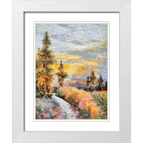 Landscapes in Monet Style XXIX White Modern Wood Framed Art Print with Double Matting by Medeiros, Celito