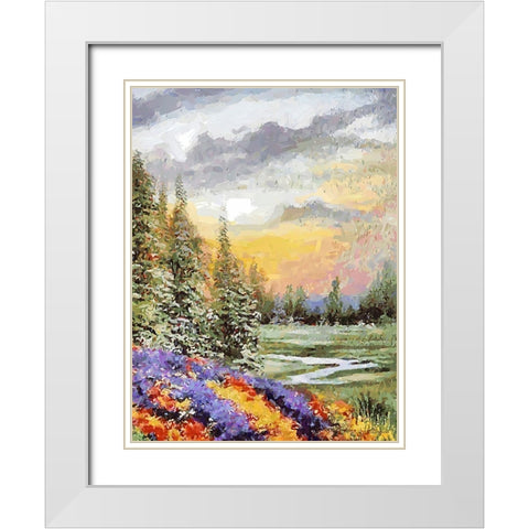 Landscapes in Monet Style XXXI White Modern Wood Framed Art Print with Double Matting by Medeiros, Celito