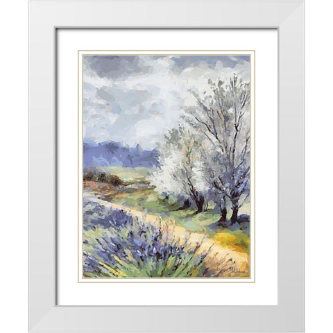 Landscapes in Monet Style XXXII White Modern Wood Framed Art Print with Double Matting by Medeiros, Celito