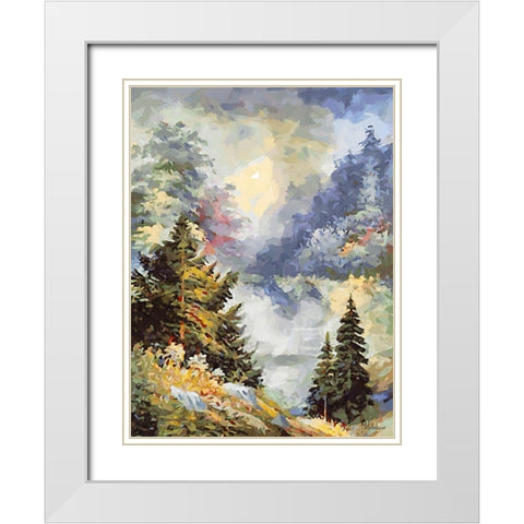Landscapes in Monet Style XXXIII White Modern Wood Framed Art Print with Double Matting by Medeiros, Celito