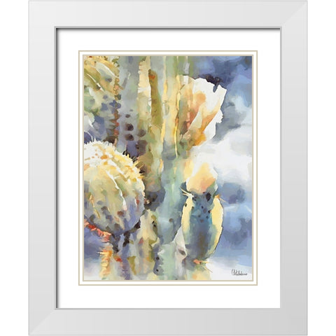 Cactus II White Modern Wood Framed Art Print with Double Matting by Medeiros, Celito