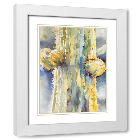 Cactus III White Modern Wood Framed Art Print with Double Matting by Medeiros, Celito