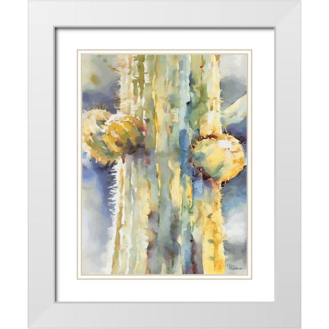 Cactus III White Modern Wood Framed Art Print with Double Matting by Medeiros, Celito