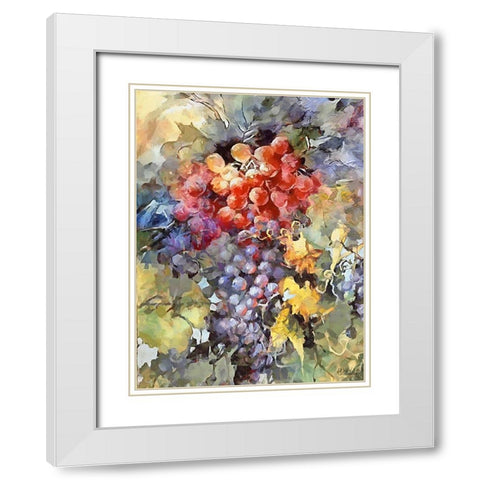 Grapes V White Modern Wood Framed Art Print with Double Matting by Medeiros, Celito