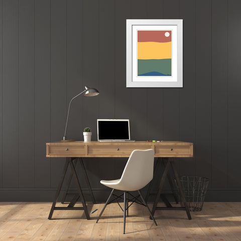 A Game with Abstract Shapes XXXV White Modern Wood Framed Art Print with Double Matting by Medeiros, Celito