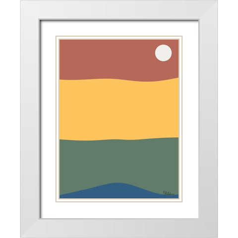A Game with Abstract Shapes XXXV White Modern Wood Framed Art Print with Double Matting by Medeiros, Celito