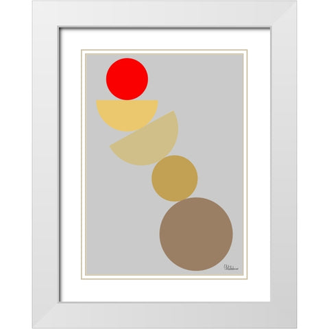A Game with Abstract Shapes XXXVI White Modern Wood Framed Art Print with Double Matting by Medeiros, Celito