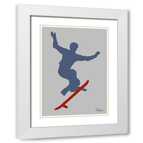 Red Skateboard White Modern Wood Framed Art Print with Double Matting by Medeiros, Celito